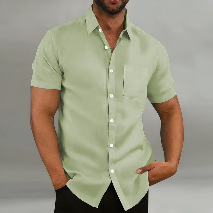Herren Kurzarm-Hemd mit Brusttasche und modernem Schnitt Aliams