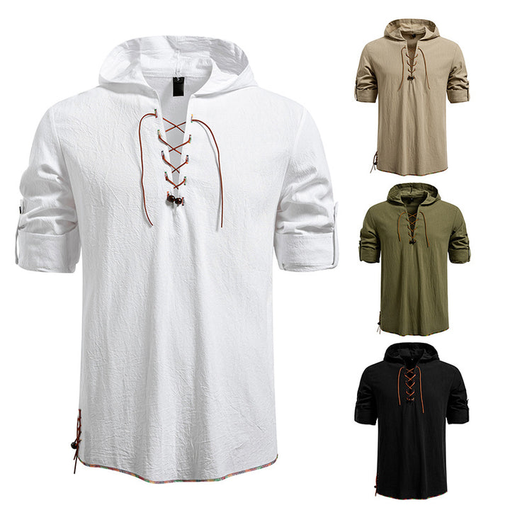 Herren Kaptuzenbluse mit einzigartigem Schnürdesign Aliams