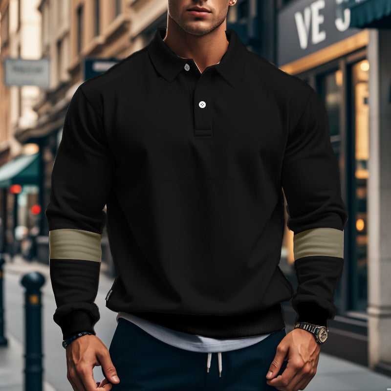 Herren sportliches Sweatshirt mit modernem Stehkragen und eleganten Kontrastärmel Aliams