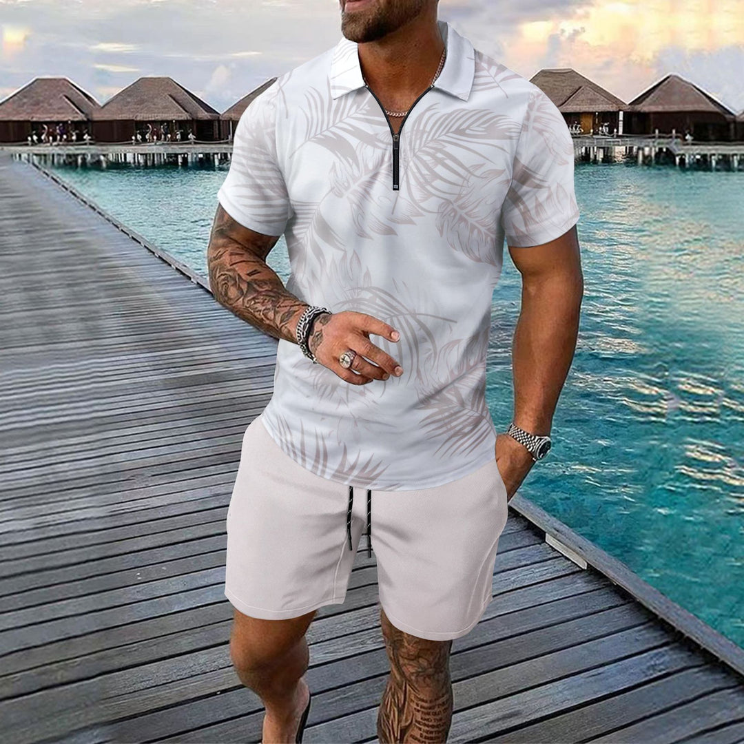 Herren Polohemd im tropischen Design mit Reißverschluss Aliams