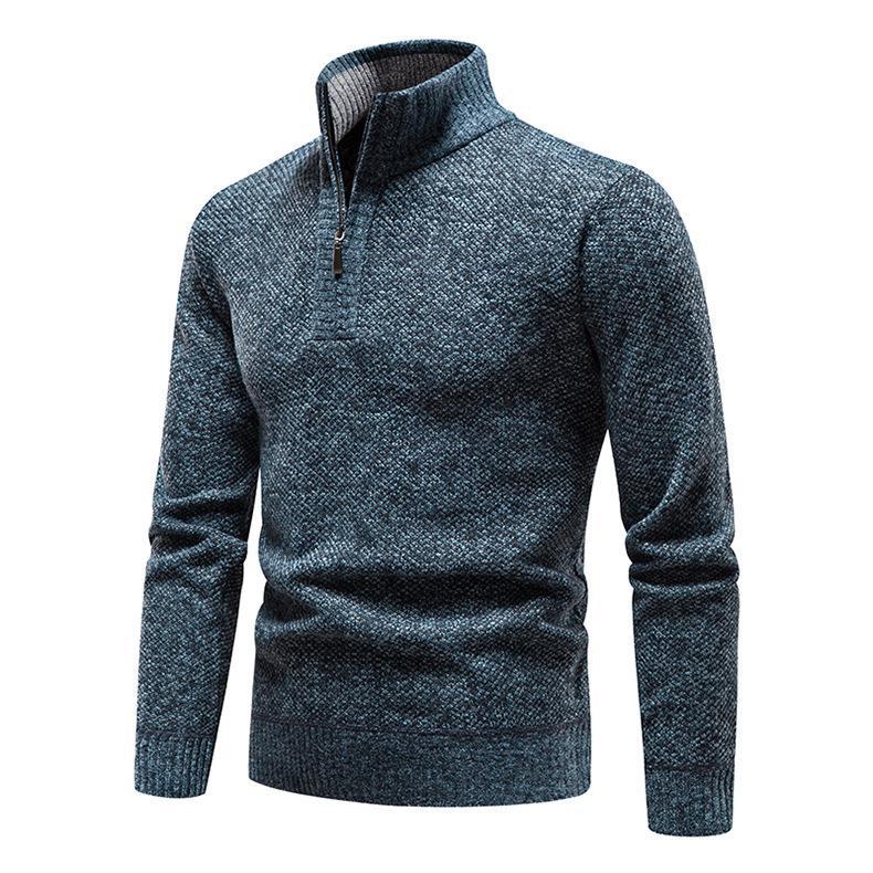 Herren Pullover mit halbem Reißverschluss und strukturiertem Design Aliams