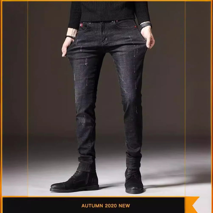 Herren Skinny Jeans mit modischen Abrieb-Effekten und elastischem Baumwollmix Aliams