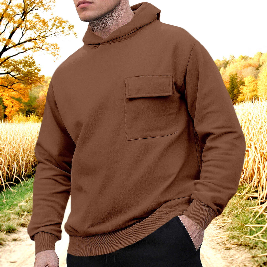 Herren bequemer Kapuzenpullover mit praktischer Brusttasche Aliams