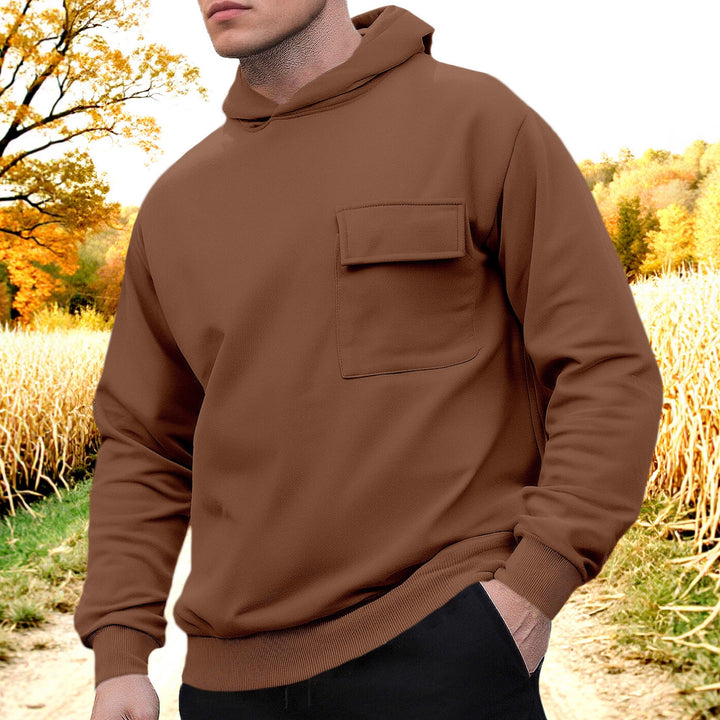 Herren bequemer Kapuzenpullover mit praktischer Brusttasche Aliams