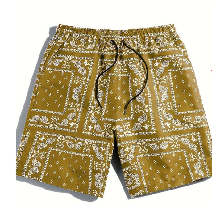 Herren Badeshorts aus atmungsaktivem Material mit modernem Paisleymuster Aliams