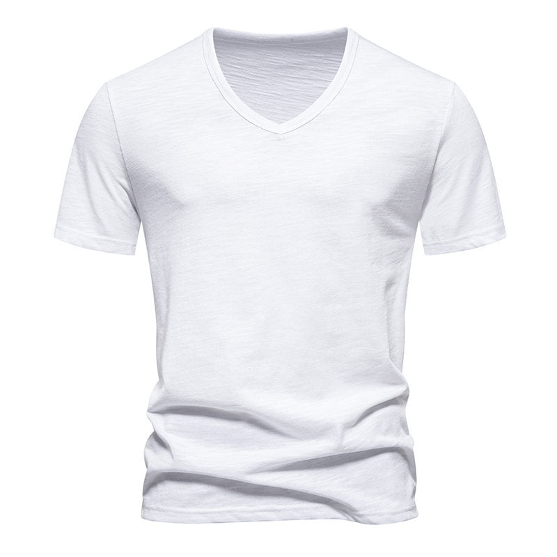 Herren V-Ausschnitt T-Shirt aus atmungsaktiver Baumwolle mit komfortablem Sitz Aliams