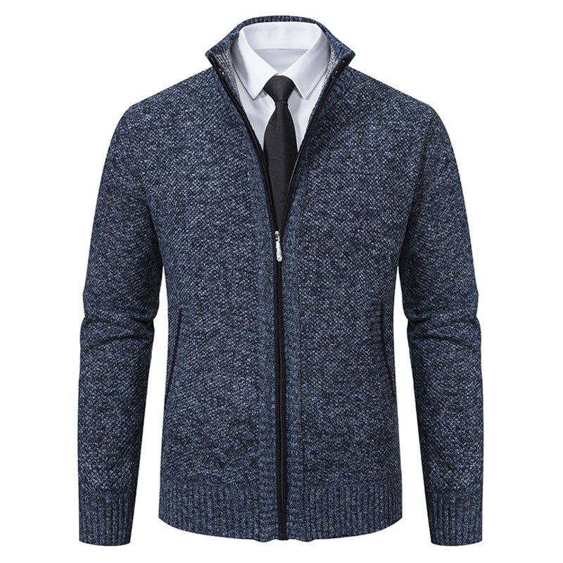 Herren elegante Strickjacke mit durchgehendem Reißverschluss und strukturiertem Design Aliams