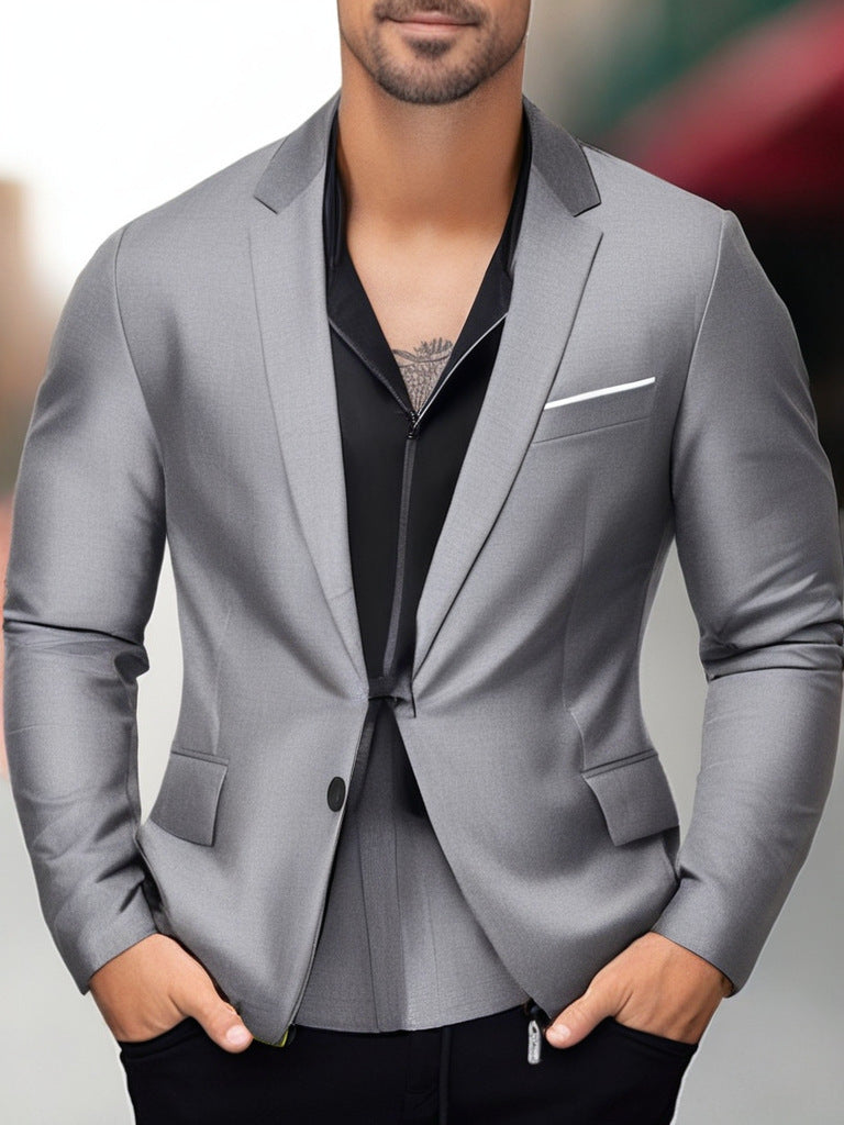 Herren eleganter und stilvoller Blazer mit farblich abgesetztem Revers Aliams