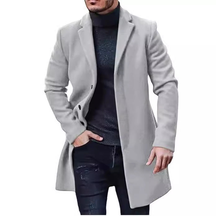 Herren eleganter Wollmantel mit modernem Schnitt und praktischen Taschen Aliams