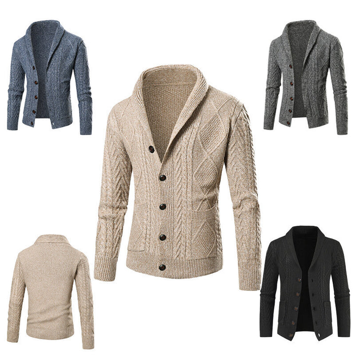 Herren Strickjacke mit modernem Zopfmuster und praktischen Taschen Aliams