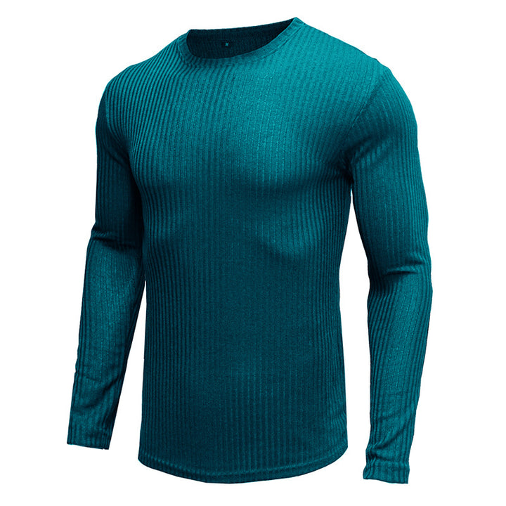 Herren Rippstrick Langarmshirt mit Rundhalsausschnitt Aliams