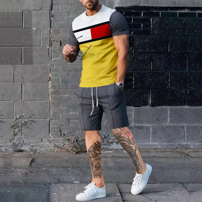 Herren sportliches Kurzarm-Style T-Shirt mit modernem Grafikdesign Aliams