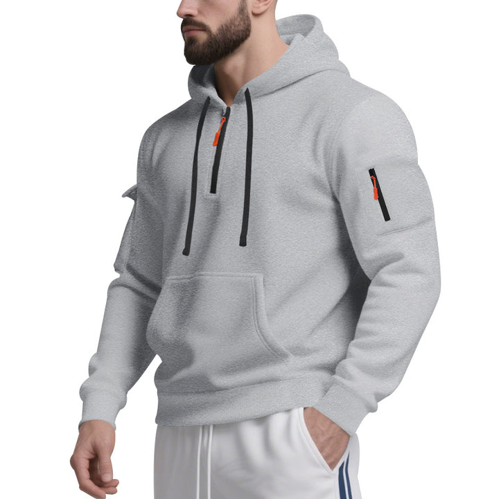 Herren Funktions-Hoodie mit halbem Reißverschluss und praktischen Taschen Aliams