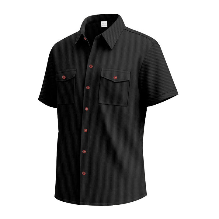 Herren Kurzarm-Hemd mit strukturiertem Stoff und praktischen Brusttaschen Aliams