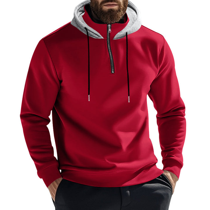 Herren sportlicher Hoodie mit halbem Reißverschluss und modernem Kapuzenaufbau Aliams