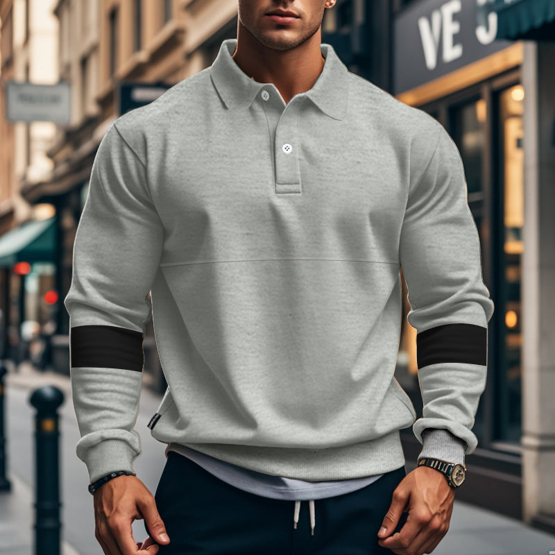 Herren sportliches Sweatshirt mit modernem Stehkragen und eleganten Kontrastärmel Aliams