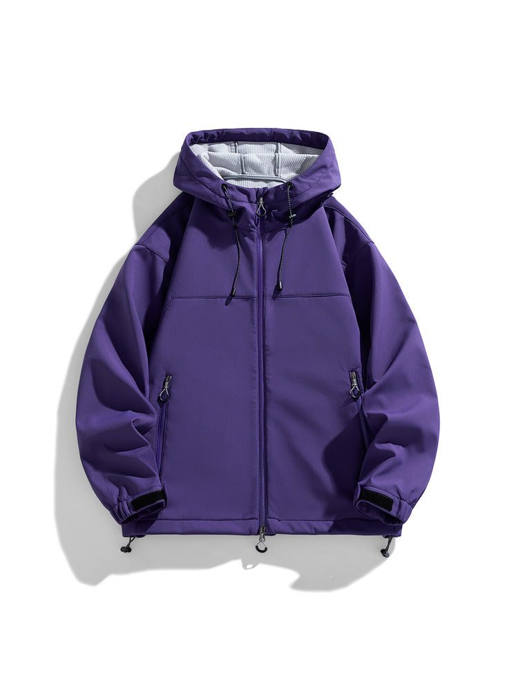 Herren funktionale und winddichte Outdoorjacke mit verstellbarer Kapuze Aliams