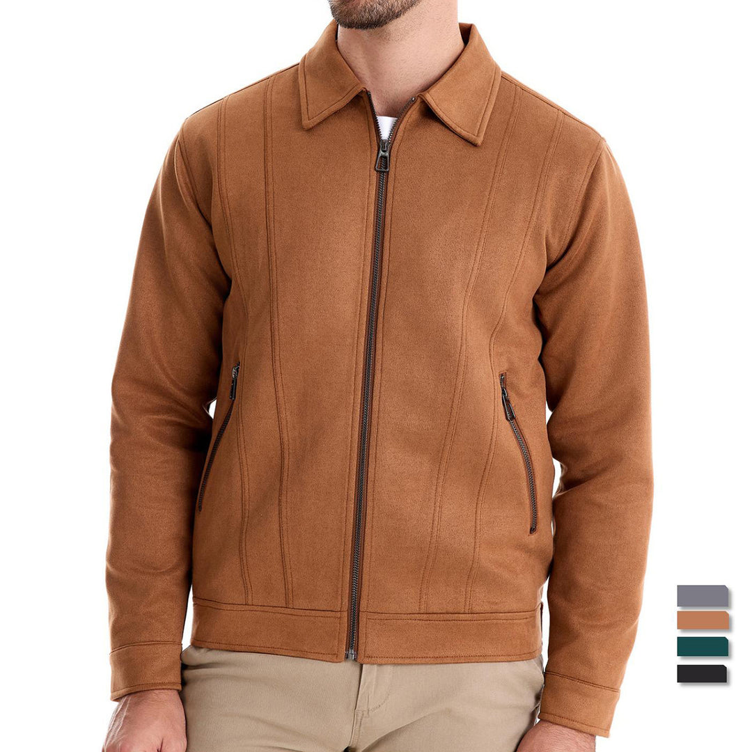 Herren Kunstlederjacke mit strukturiertem Design und seitlichen Reißverschlusstaschen Aliams