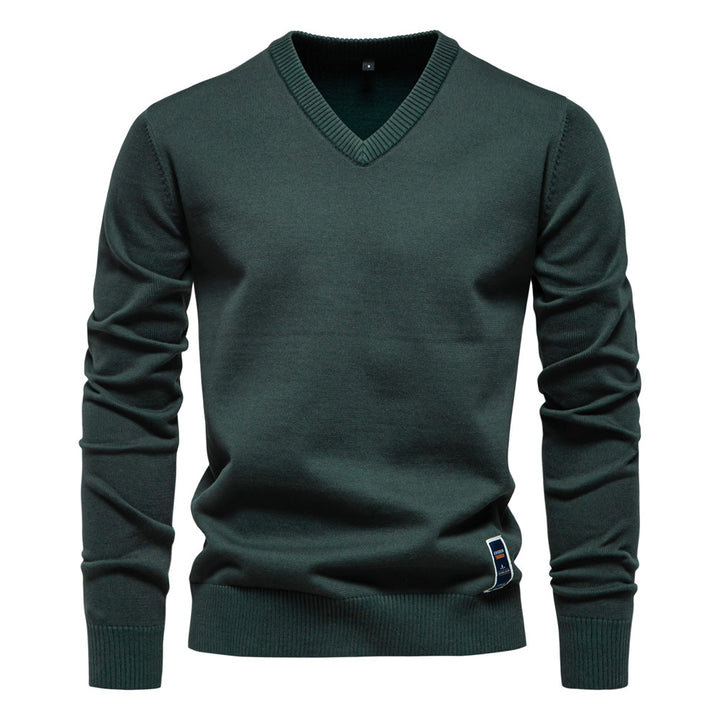 Herren Strickpullover mit V-Ausschnitt und feiner Textur Aliams