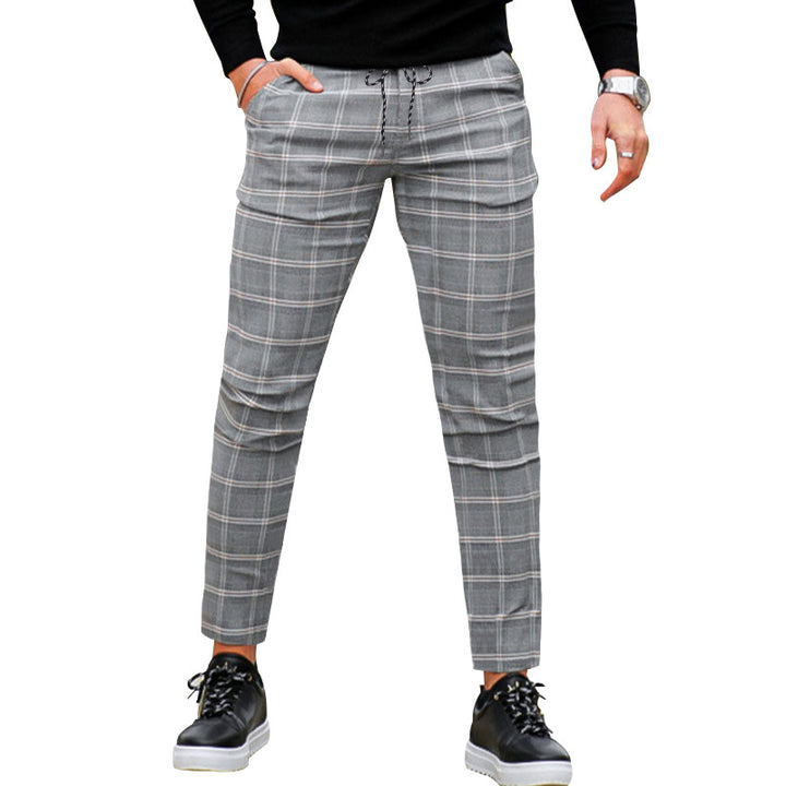 Herren Cargo-Hose mit modischem Karomuster und elastischem Bund Aliams