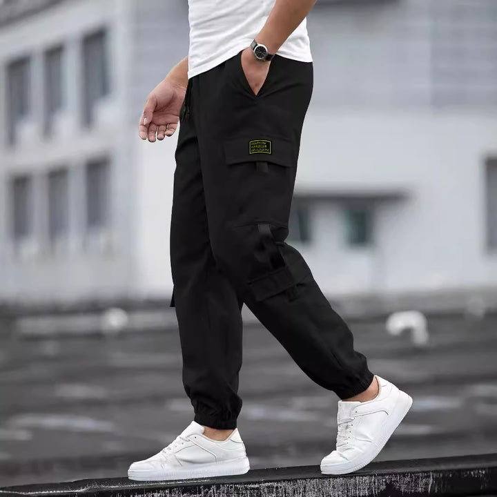 Herren stylische Cargo-Hose mit elastischem Bund und vielseitigen Taschen Aliams