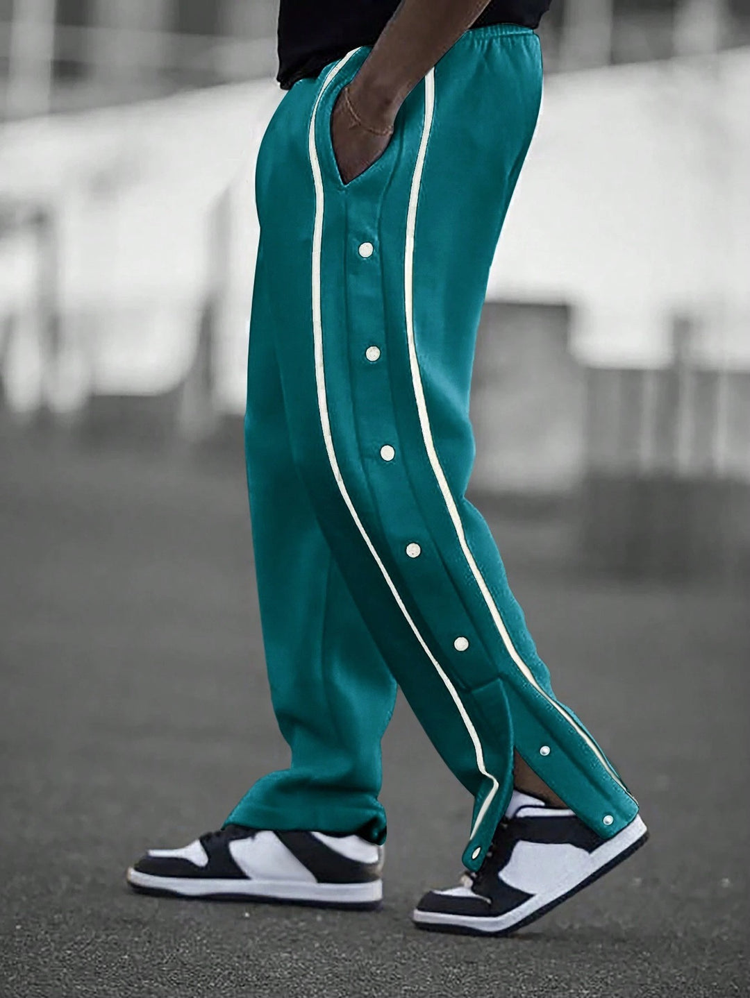 Herren Sportliche Freizeithose mit seitlichen Druckknöpfen Aliams