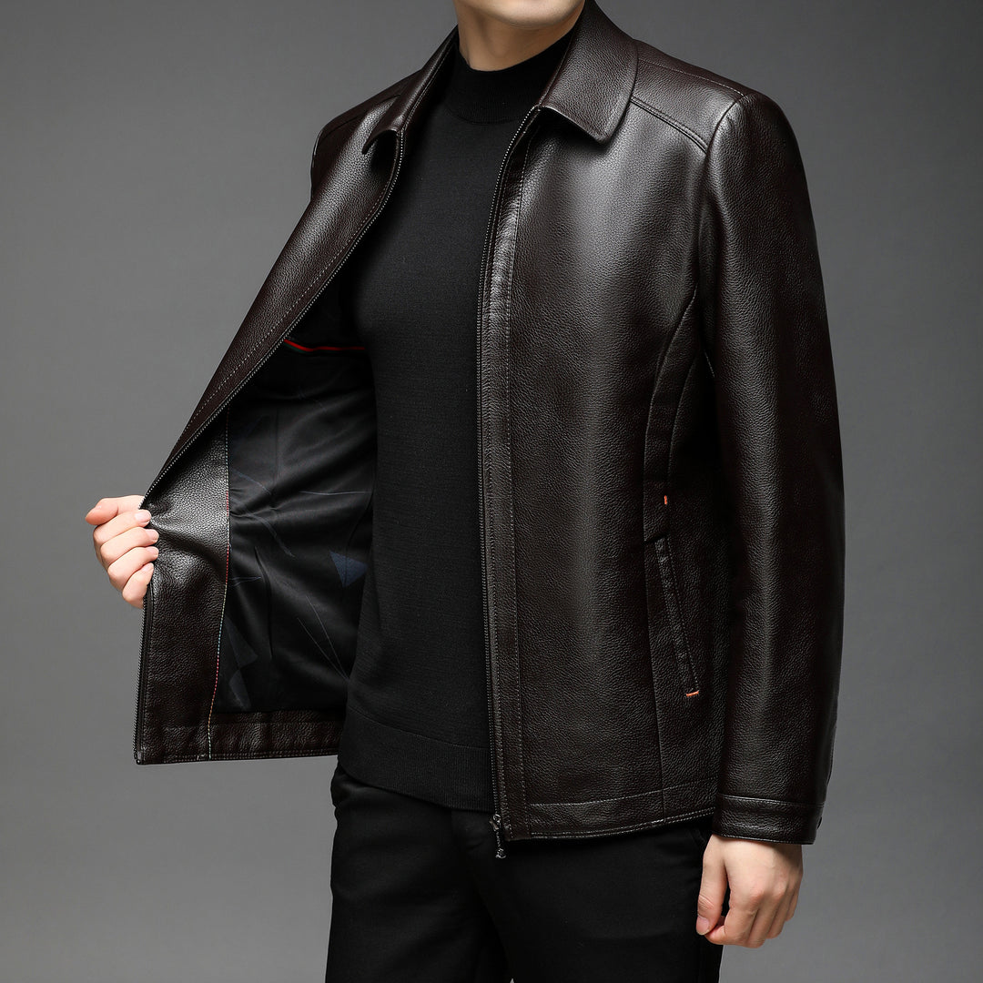Herren elegante Lederjacke mit modernem Schnitt Aliams