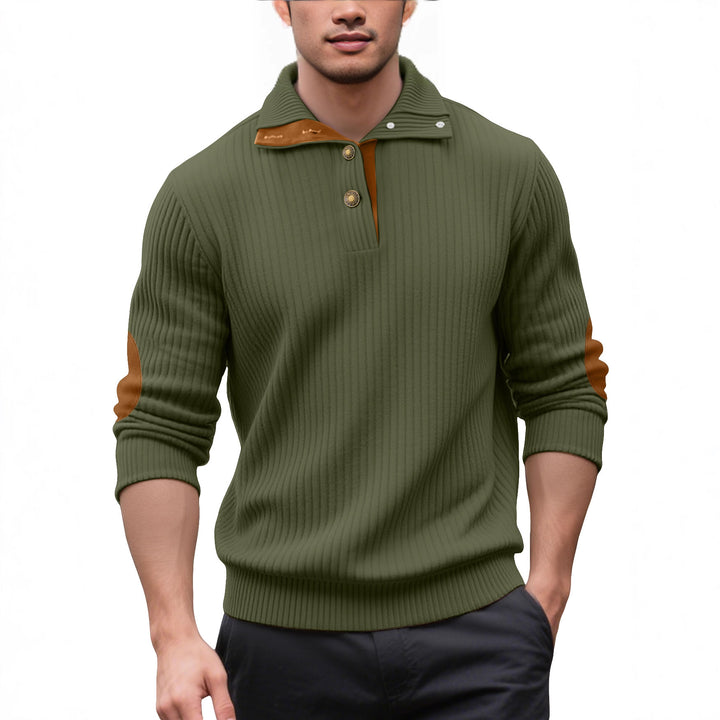 Herren Strickpullover mit einzigartigem Knopfdetails und Rippstruktur Aliams
