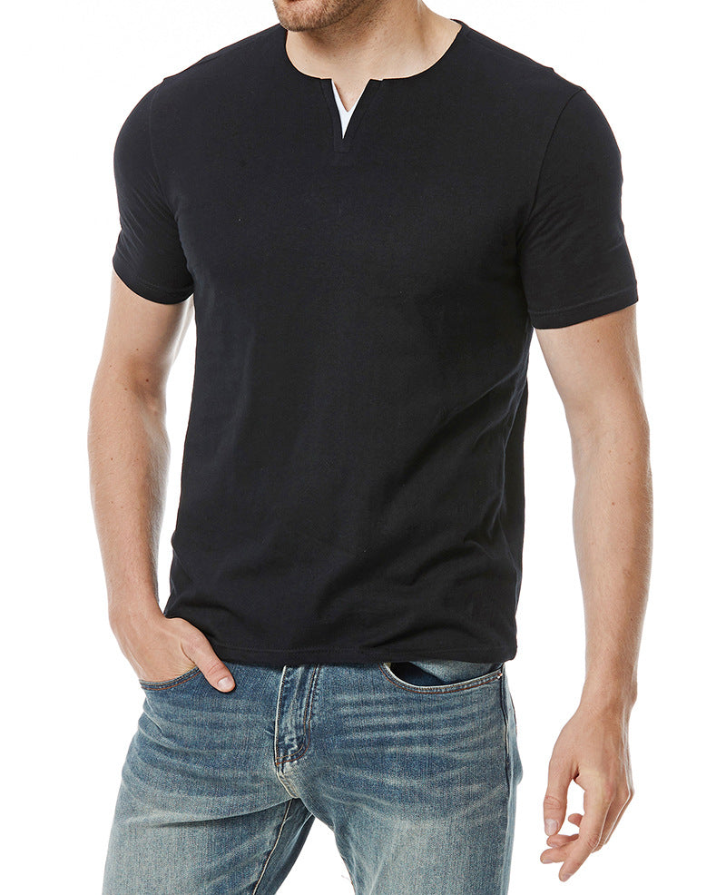 Herren Kurzarm-Henley-Shirt mit modernem Ausschnitt und bequemer Passform Aliams
