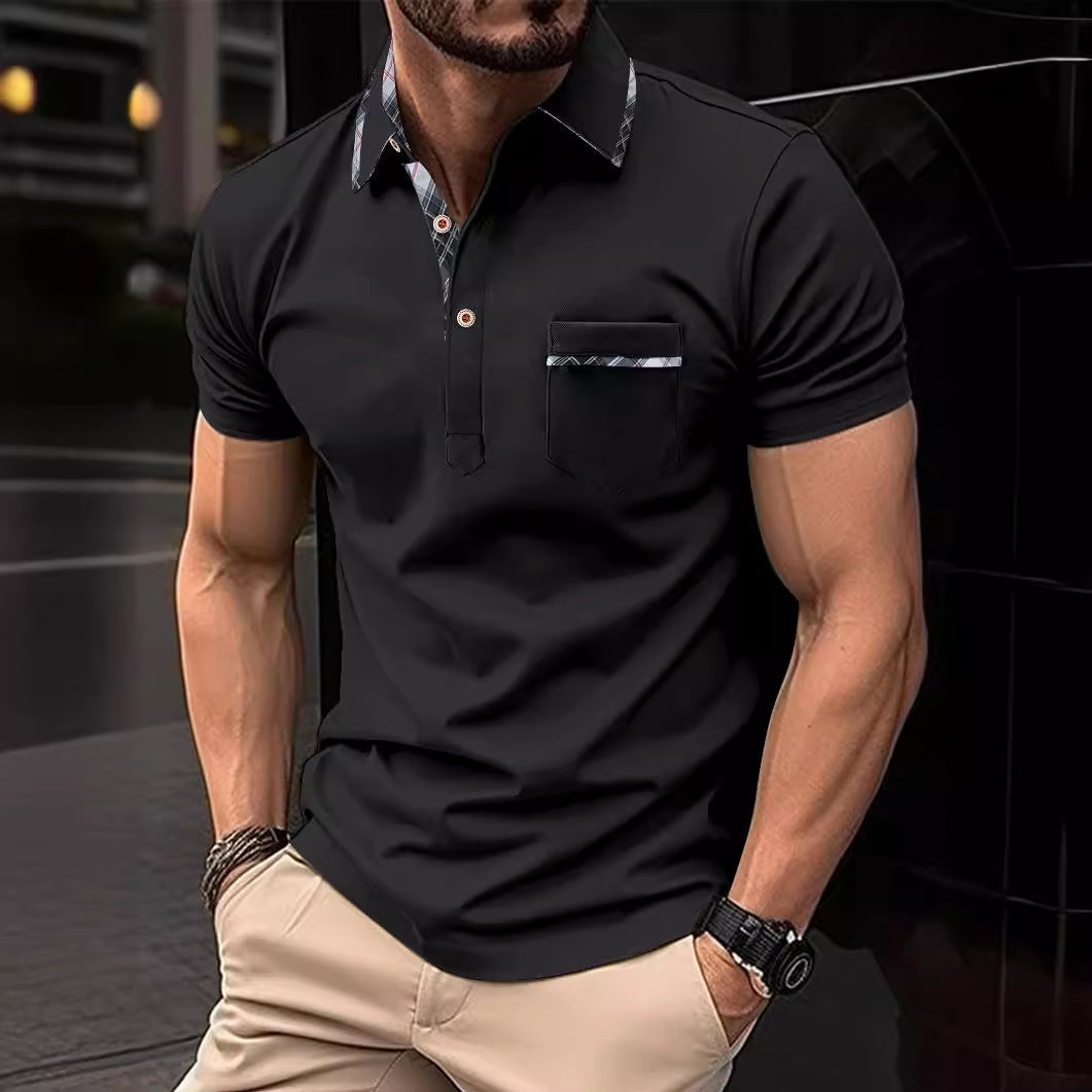 Herren Poloshirt mit modischem Kragen und praktischer Brusttasche Aliams