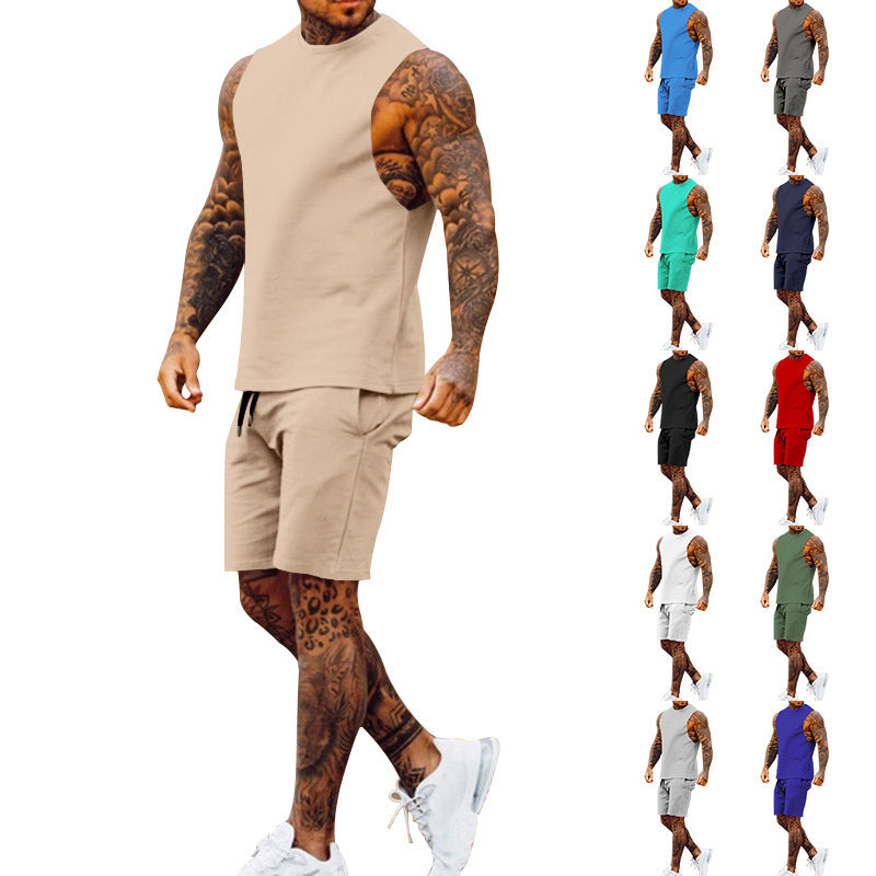 Herren sportliches Tanktop und Shorts-Set mit elastischem Bund Aliams