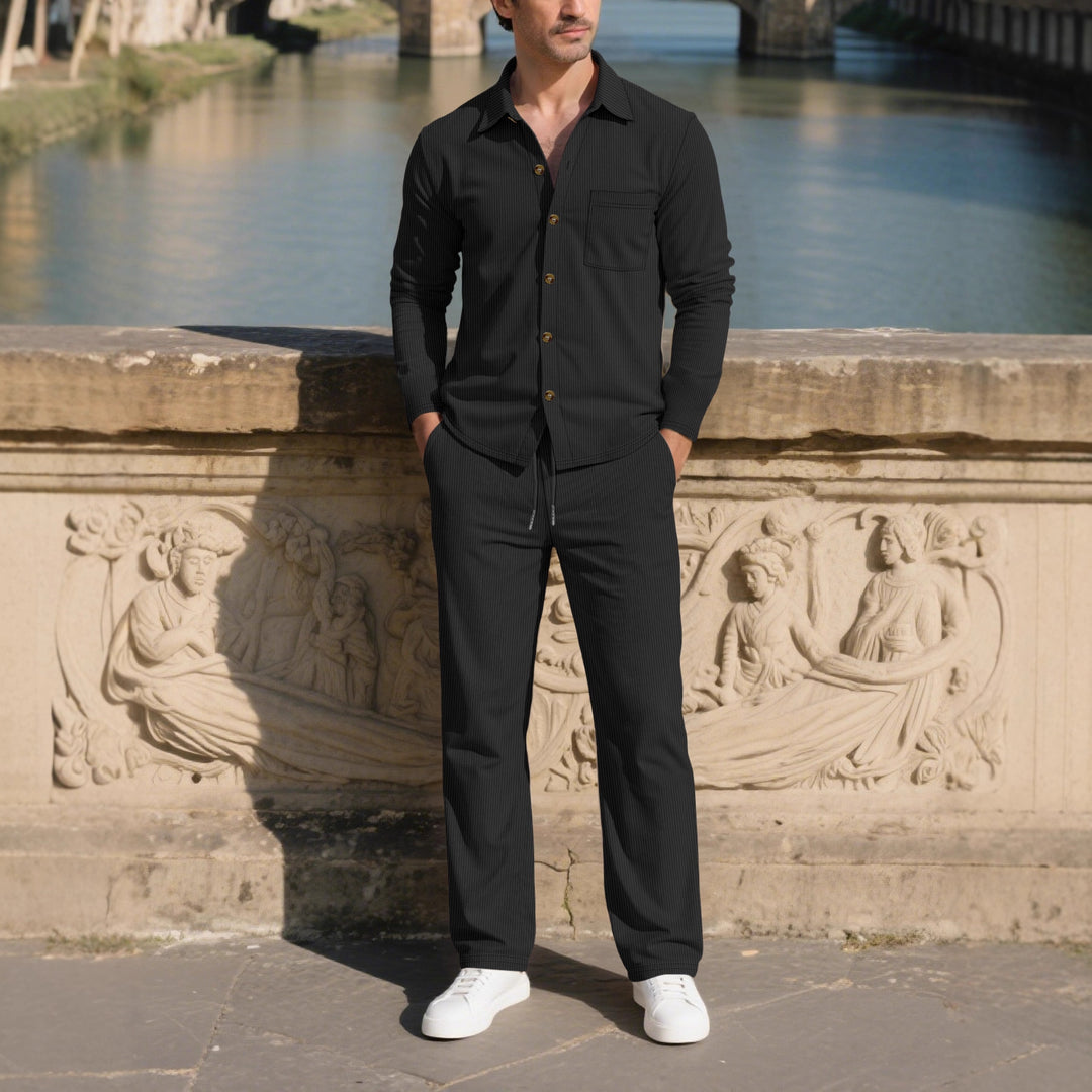 Herren eleganter Freizeitanzug mit strukturiertem Design und praktischen Taschen Aliams