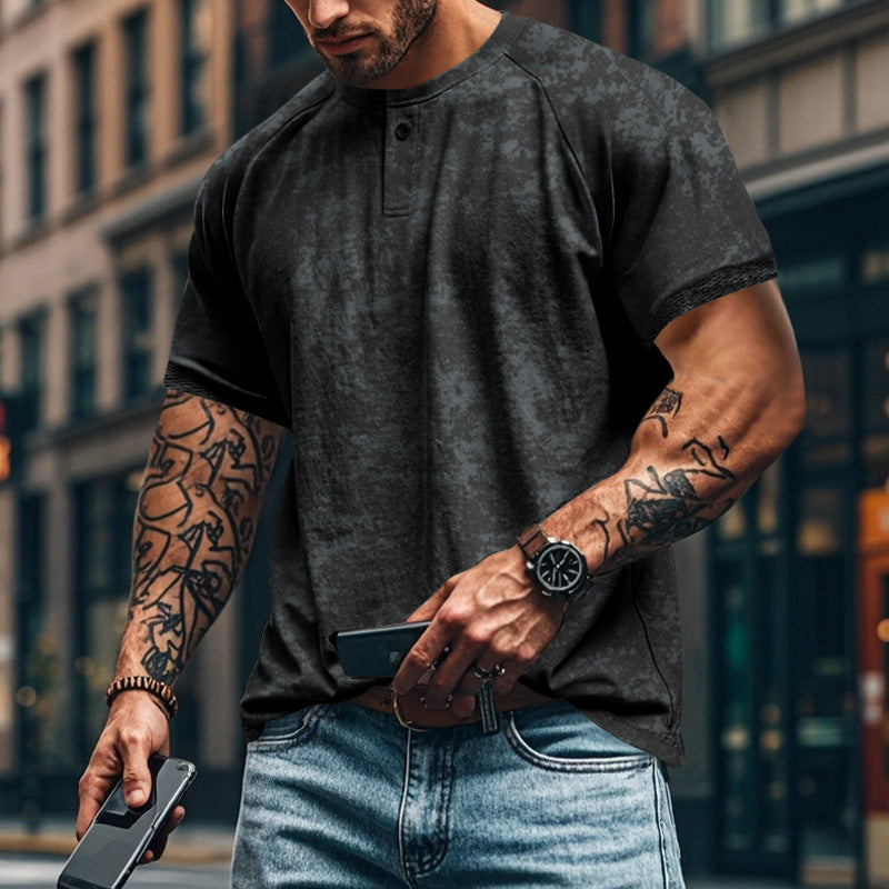 Herren Kurzarm-Henley-Shirt mit strukturierten Akzenten und sportlichem Schnitt Aliams