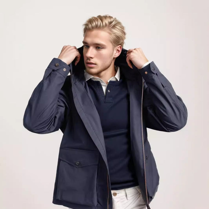 Herren wasserdichte Outdoormantel mit abnehmbarer Kapuze Aliams