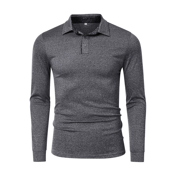 Herren sportliches Langarm-Polohemd mit strukturiertem Kragen und atmungsaktiven Eigenschaften Aliams