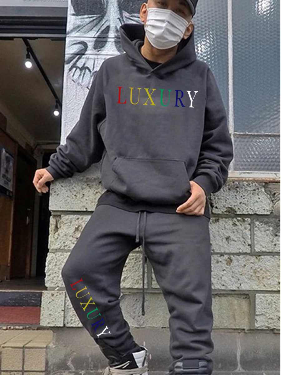 Herren Sportliches Kapuzenoberteil und Jogginghose Set mit modischem Schriftzug Aliams