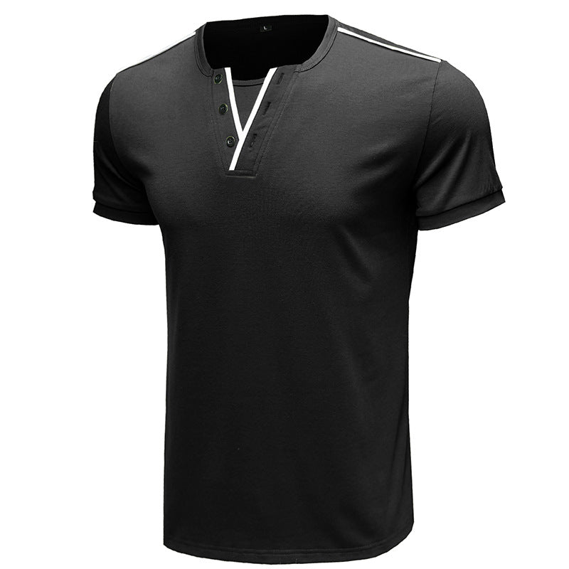 Herren Kurzarm Hemd mit modischem Henley-Ausschnitt und strukturiertem Design Aliams