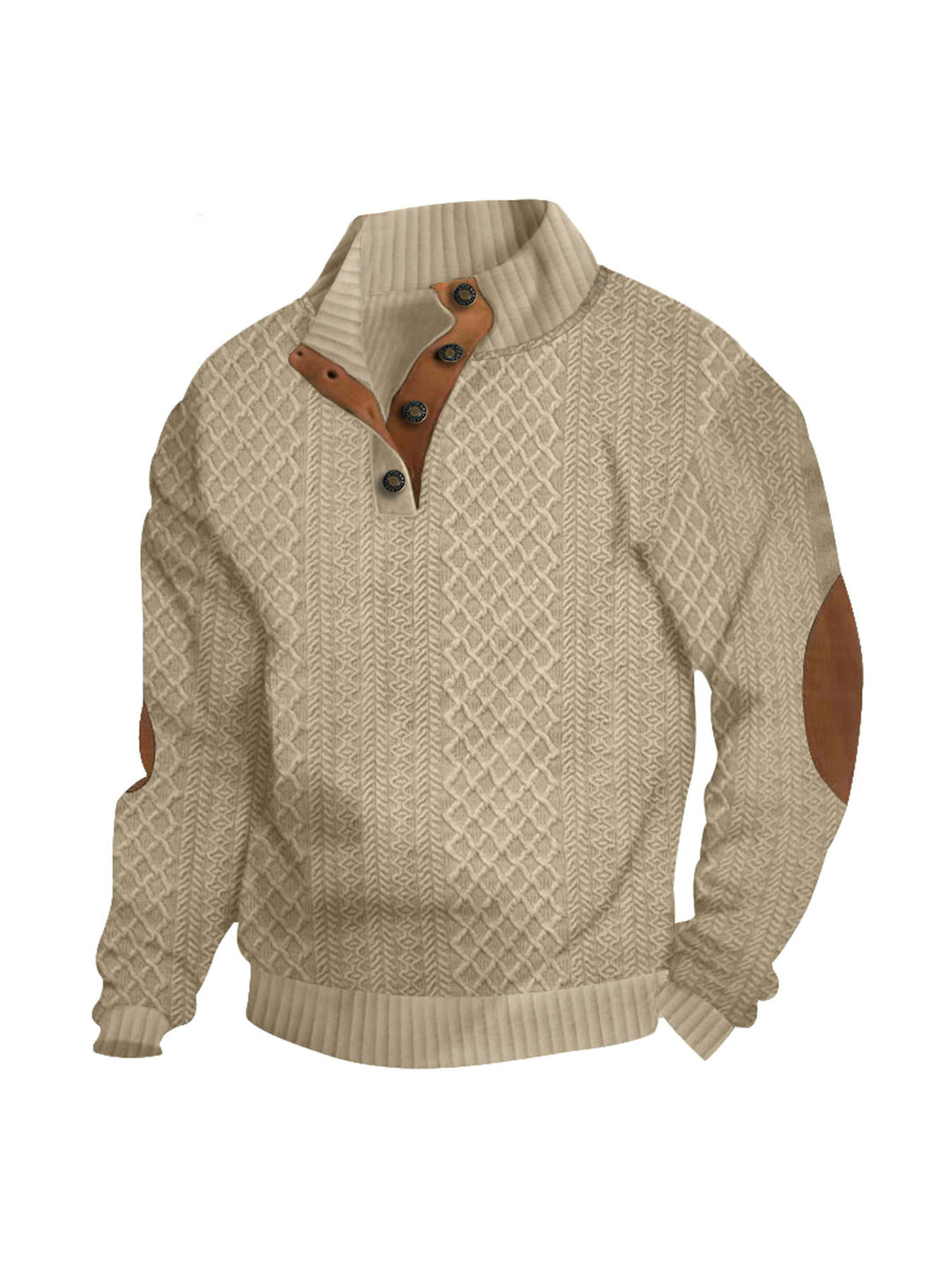 Herren Strickpullover mit meliertem Muster und Knopfleiste Aliams