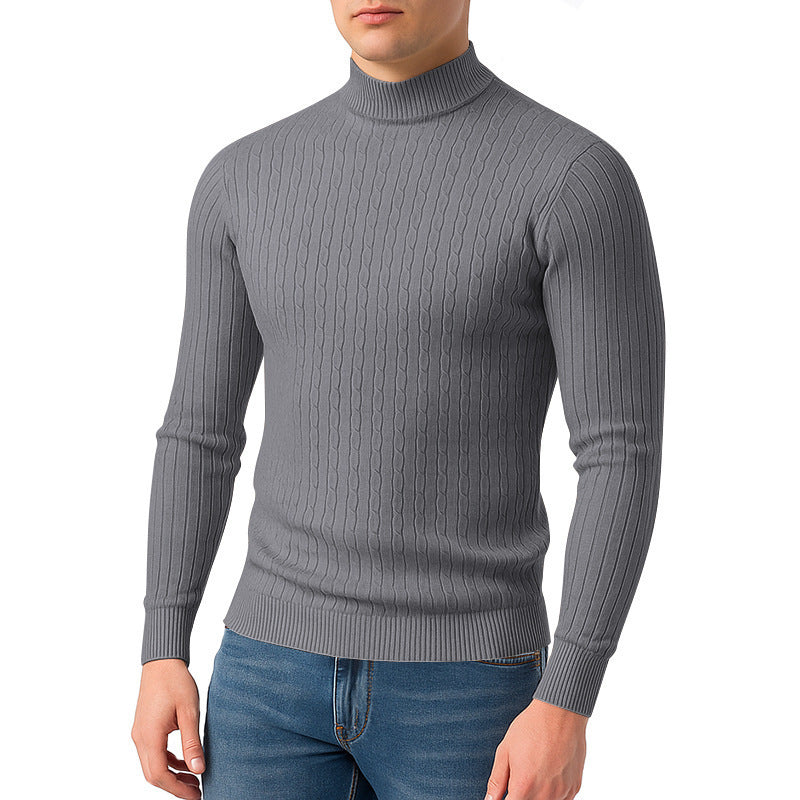 Herren Rollkragenpullover mit strukturiertem Zopfmuster und bequemem Schnitt Aliams