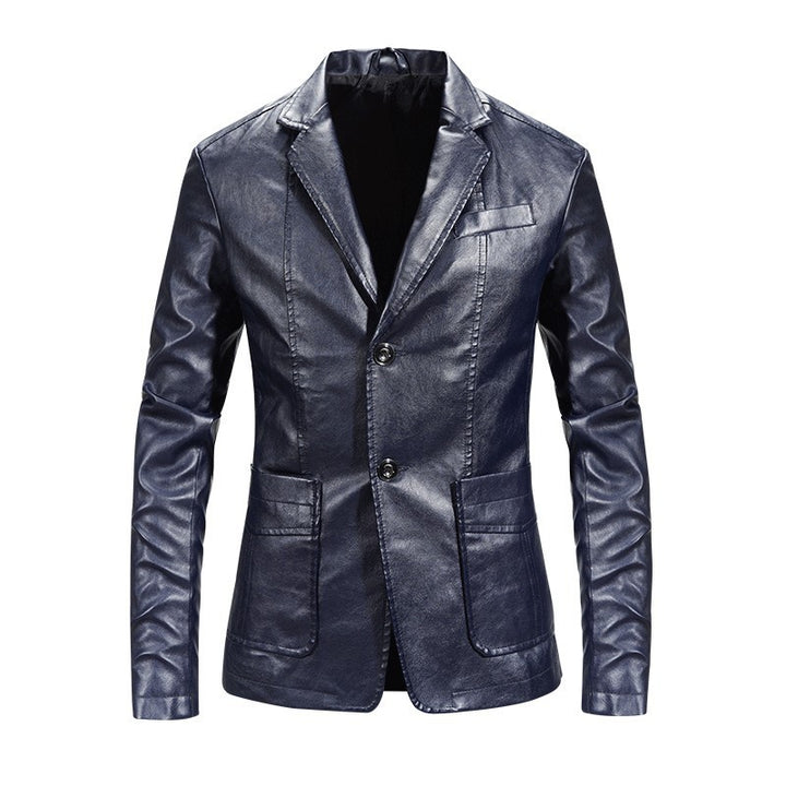 Herren elegante Kunstlederjacke mit modernem Schnitt und praktischen Taschen Aliams