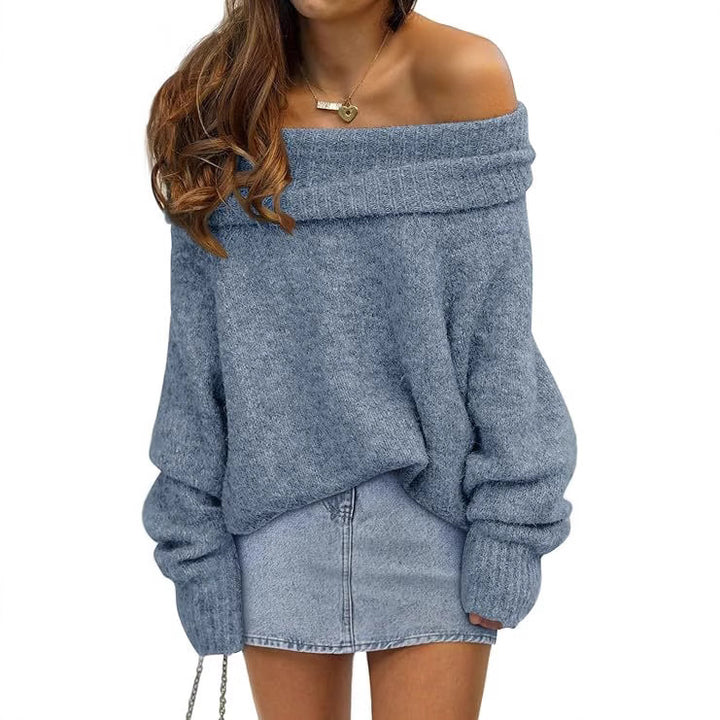 Damen Oversized Pullover mit schulterfreiem Design Aliams