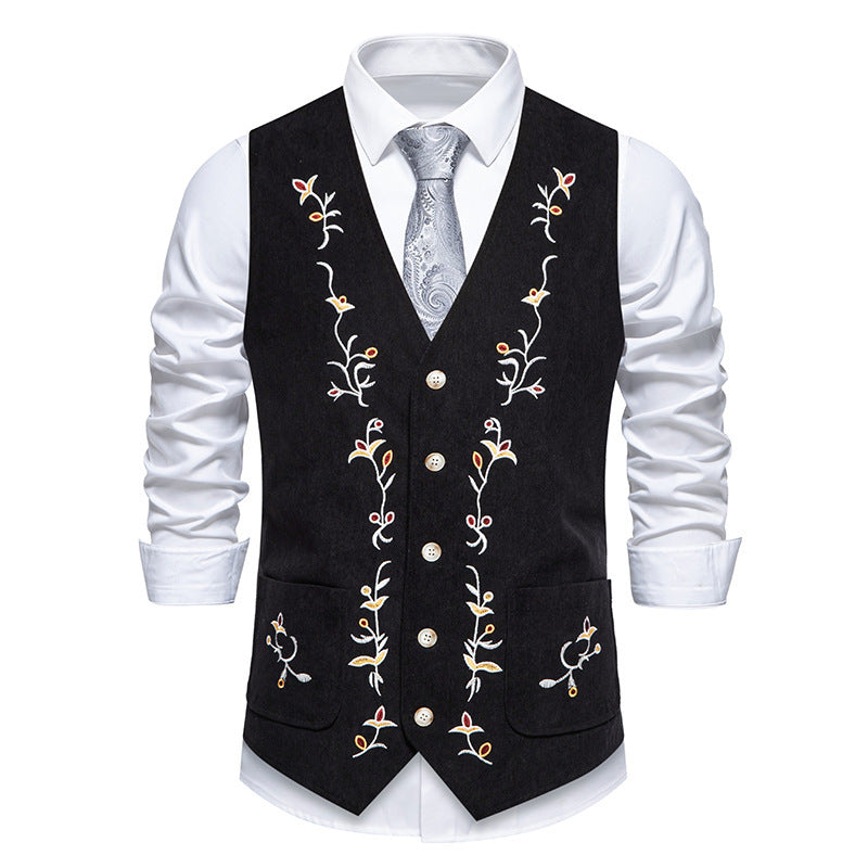 Herren elegante Weste mit floralem Stickdesign Aliams