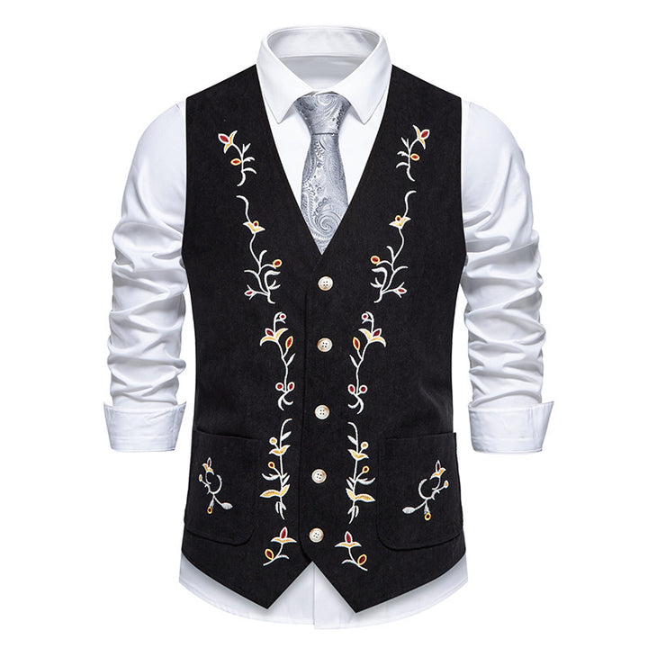 Herren elegante Weste mit floralem Stickdesign Aliams