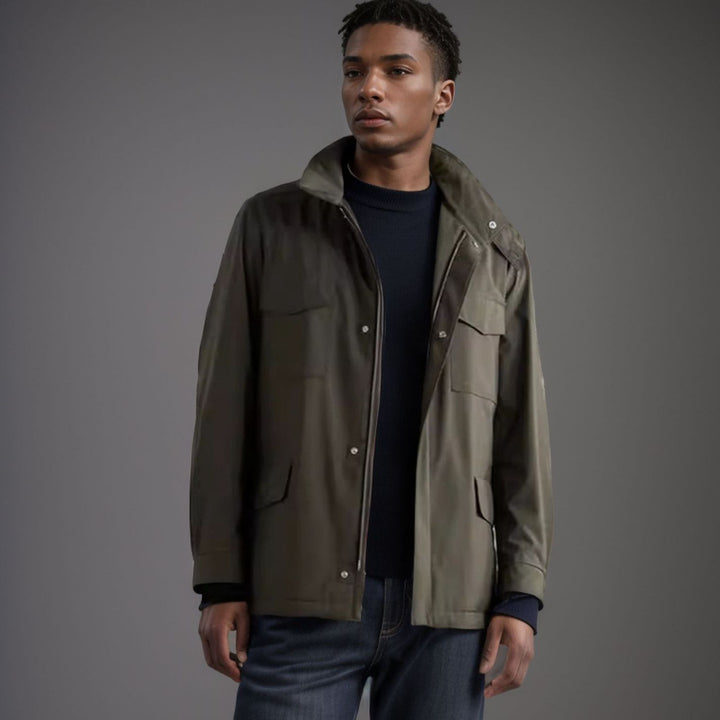 Herren praktische Übergangsjacke mit hohem Kragen und aufgesetzten Taschen Aliams