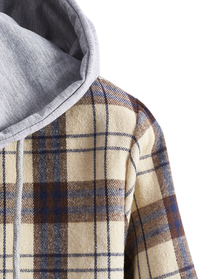 Herren Hemd mit integrierter Kapuze und Karomuster Aliams