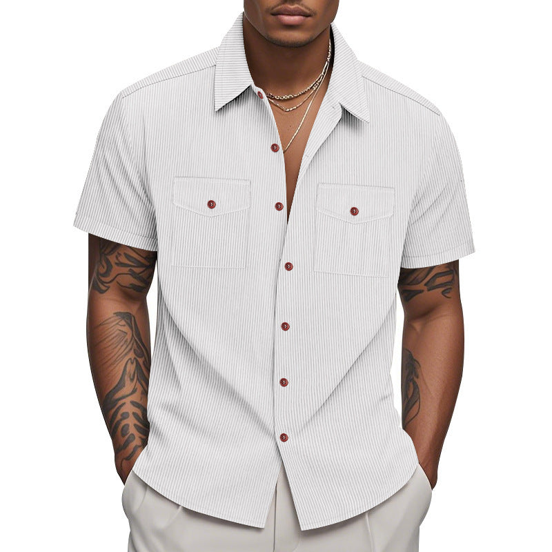 Herren elegantes Kurzarmhemd mit strukturiertem Design und praktischen Brusttaschen Aliams