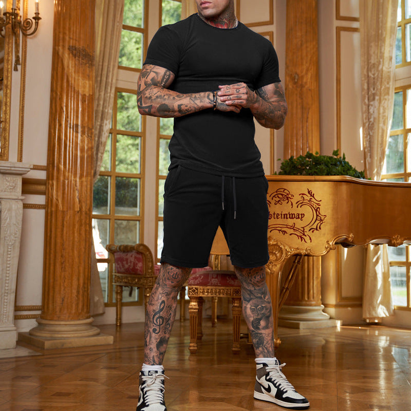 Herren Freizeit T-Shirt und Shorts Set mit elastischem Bund und atmungsaktiven Materialien Aliams