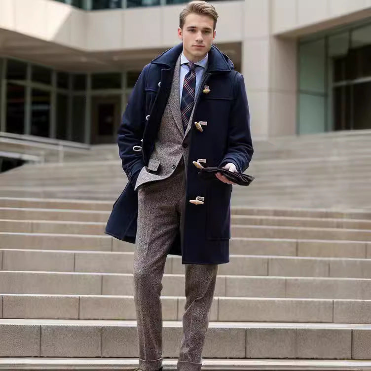 Herren Stilvoller Dufflecoat mit Knopfdetails Aliams