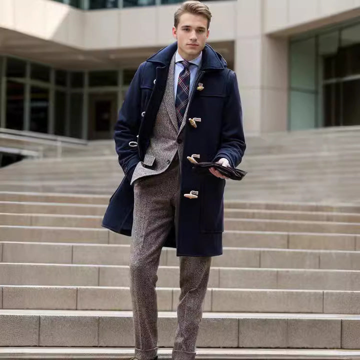 Herren Stilvoller Dufflecoat mit Knopfdetails Aliams