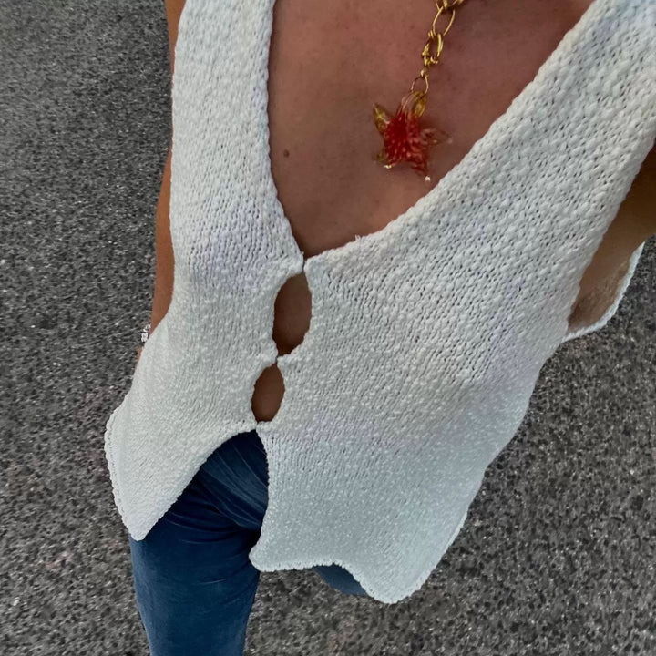 Damen ärmellose Strickweste Aliams